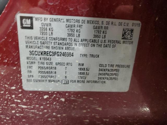 3GCUKREC3FG246984 Chevrolet Silverado K1500 Lt