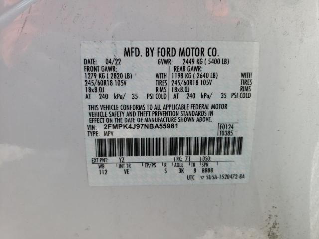 2FMPK4J97NBA55981 Ford EDGE SEL
