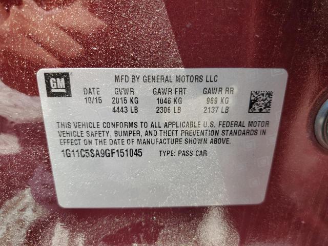 1G11C5SA9GF151045 Chevrolet Malibu Limited Lt