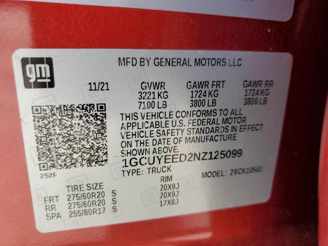 1GCUYEED2NZ125099 Chevrolet Silverado Ltd K1500 Rst