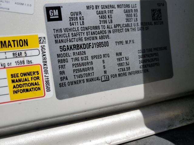 5GAKRBKD0FJ198500 Buick Enclave
