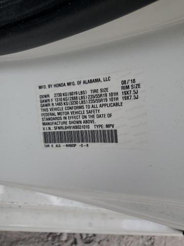 5FNRL6H91KB031010 Honda Odyssey Elite