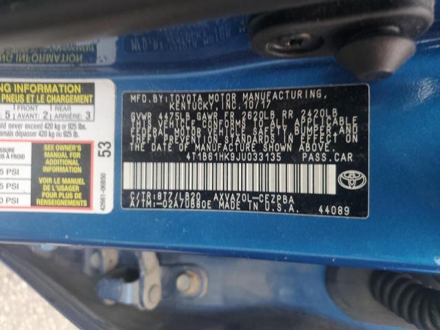 4T1B61HK9JU033135 Toyota CAMRY XSE