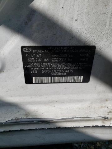 5NPDH4AEXGH776175 Hyundai ELANTRA SE