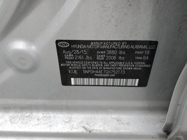 5NPDH4AE7GH752173 Hyundai ELANTRA SE