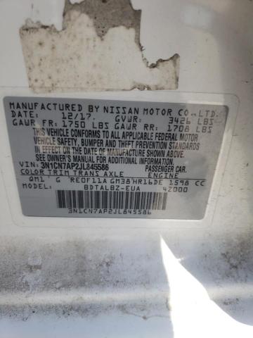 3N1CN7AP2JL845586 Nissan VERSA S