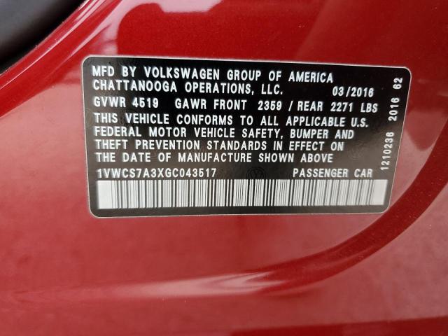 1VWCS7A3XGC043517 Volkswagen PASSAT SEL