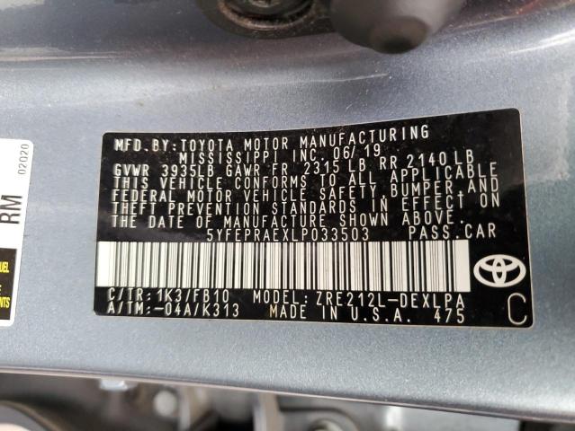 5YFEPRAEXLP033503 Toyota COROLLA LE