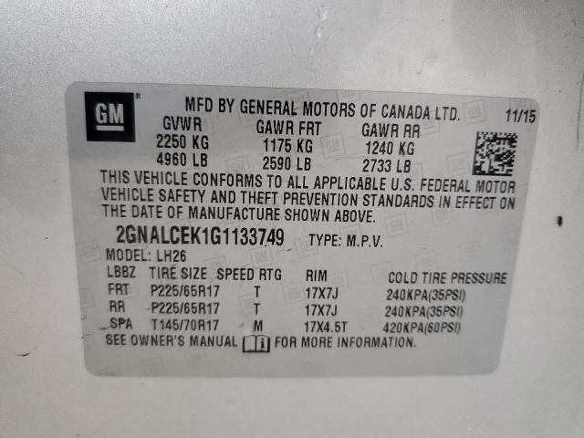 2GNALCEK1G1133749 Chevrolet EQUINOX LT