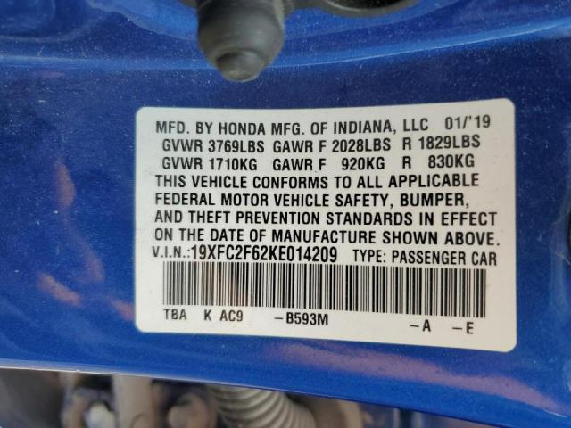 19XFC2F62KE014209 Honda Civic Lx