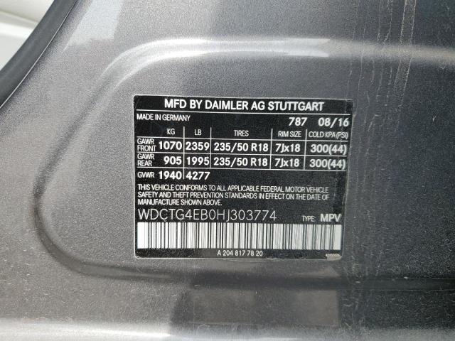 WDCTG4EB0HJ303774 Mercedes-Benz GLA 250