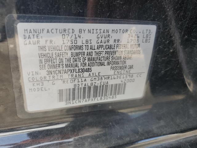 3N1CN7APXFL830485 Nissan VERSA S