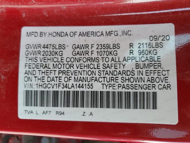 1HGCV1F34LA144155 Honda Accord Sport