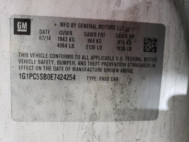 1G1PC5SB0E7424254 Chevrolet CRUZE LT