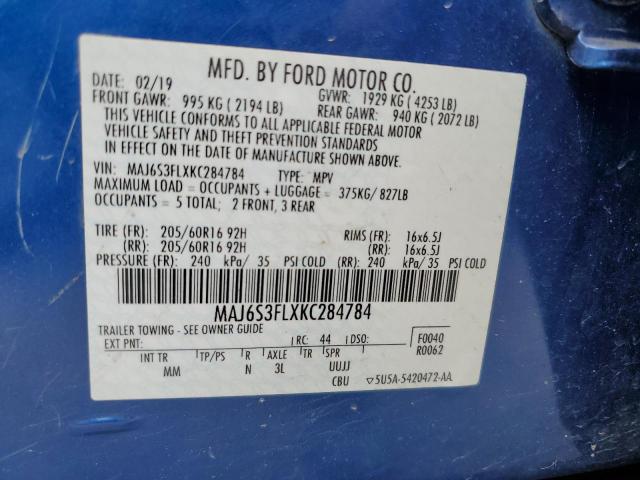 MAJ6S3FLXKC284784 Ford ECOSPORT S