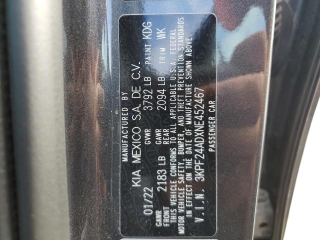 3KPF24ADXNE452467 KIA FORTE FE