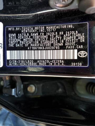 4T1B61HK6JU029785 Toyota CAMRY XSE