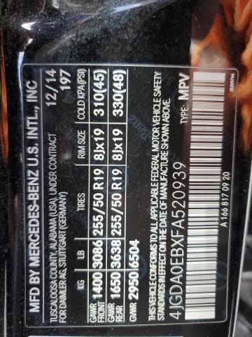 4JGDA0EBXFA520939 Mercedes-Benz Ml 250 Bluetec