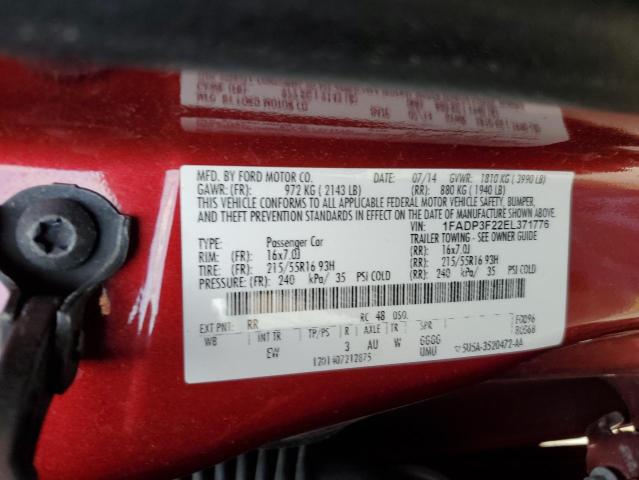1FADP3F22EL371776 Ford FOCUS SE