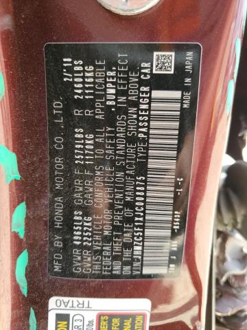 JHMZC5F1XJC008875 Honda Clarity