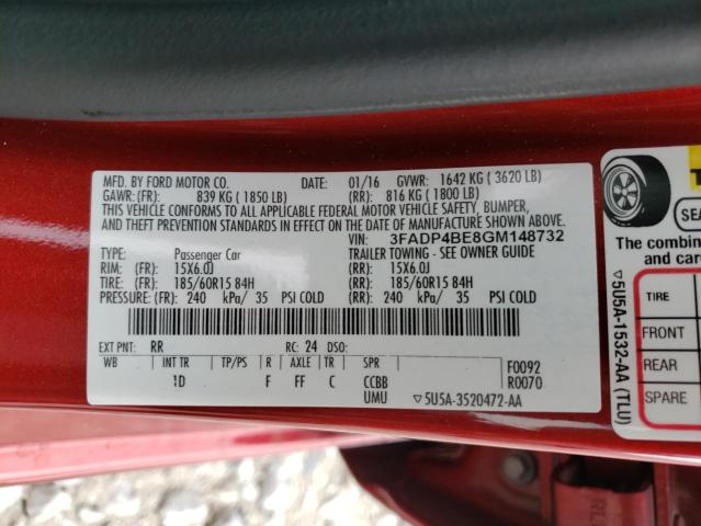 3FADP4BE8GM148732 Ford FIESTA SE