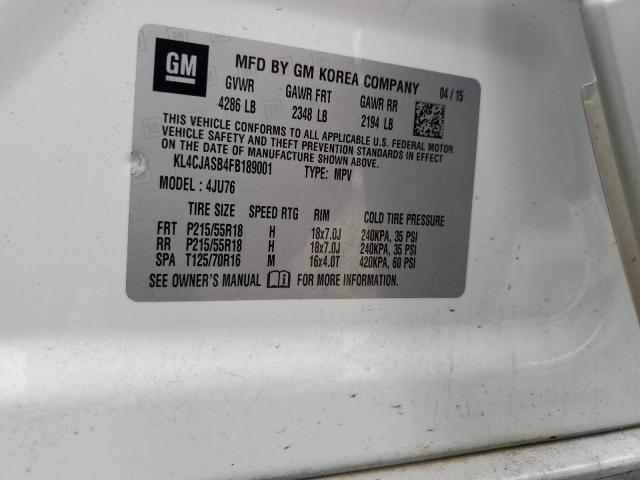 KL4CJASB4FB189001 Buick Encore
