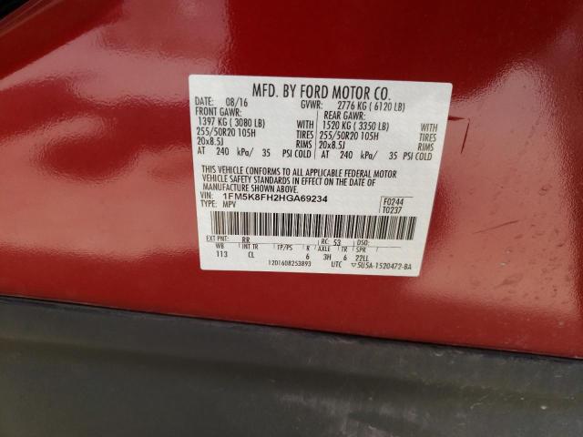 1FM5K8FH2HGA69234 Ford Explorer Limited