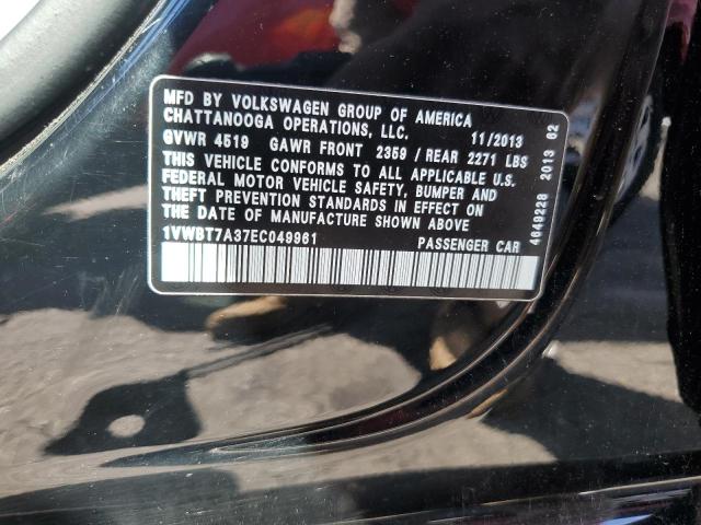 1VWBT7A37EC049961 Volkswagen PASSAT SE
