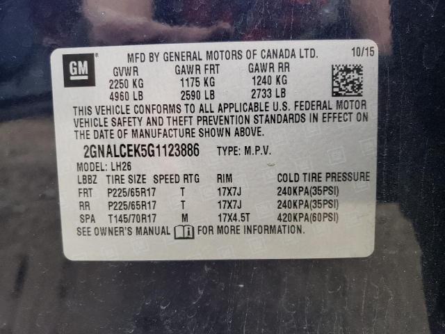 2GNALCEK5G1123886 Chevrolet EQUINOX LT