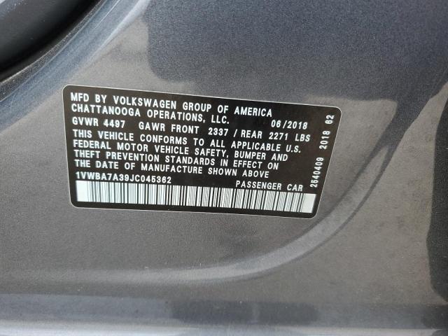 1VWBA7A39JC045362 Volkswagen PASSAT SE