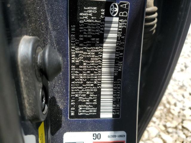 5YFBURHEXJP747078 Toyota COROLLA L