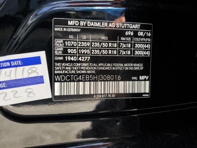 WDCTG4EB5HJ308016 Mercedes-Benz GLA 250