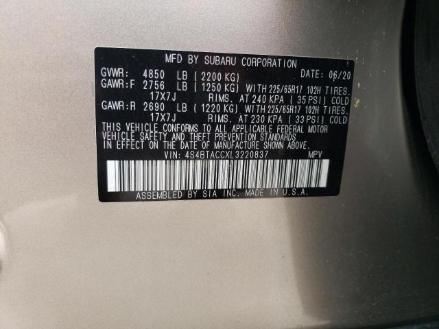 4S4BTACCXL3220837 Subaru Outback Premium