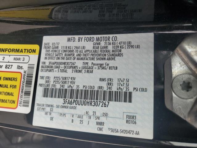 3FA6P0UU0HR307267 Ford Fusion S Hybrid
