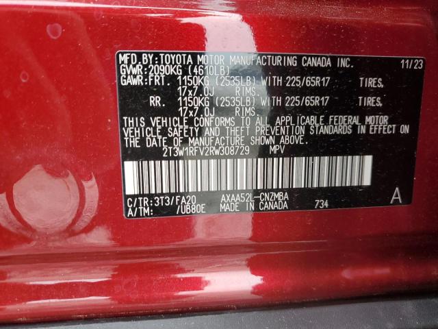 2T3W1RFV2RW308729 Toyota Rav4 Xle