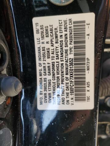 19XFC1F7XKE013652 Honda CIVIC EXL