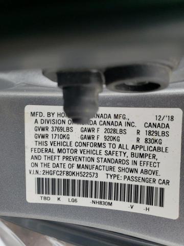 2HGFC2F80KH522573 Honda Civic Sport
