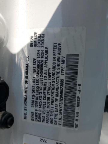 5FNYF6H29MB023889 Honda PILOT SE