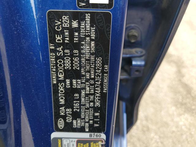 3KPFK4A74JE242886 KIA FORTE LX