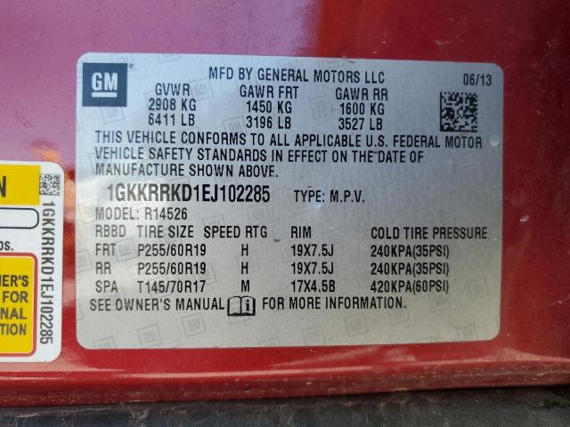1GKKRRKD1EJ102285 GMC Acadia Slt-1