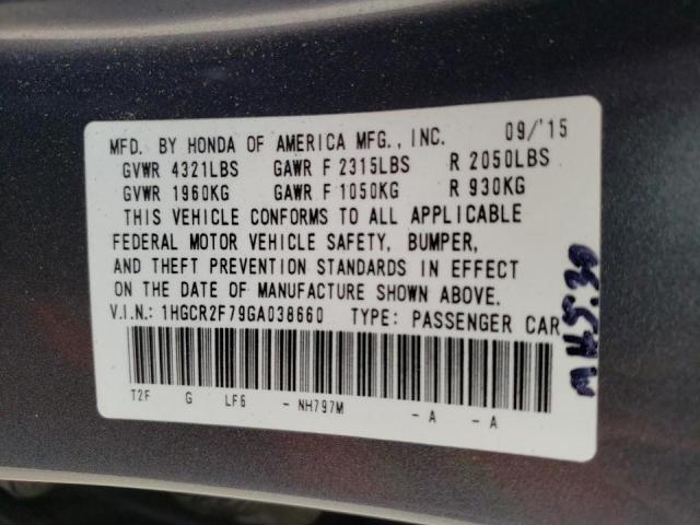 1HGCR2F79GA038660 Honda ACCORD EX