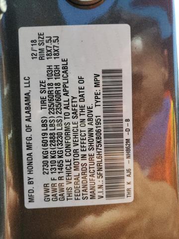 5FNRL6H75KB061951 Honda ODYSSEY EXL