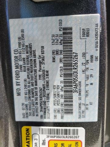 3FA6P0SU3LR265267 Ford FUSION TIT