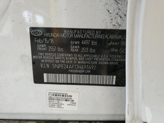 5NPE24AF1JH693692 Hyundai SONATA SE