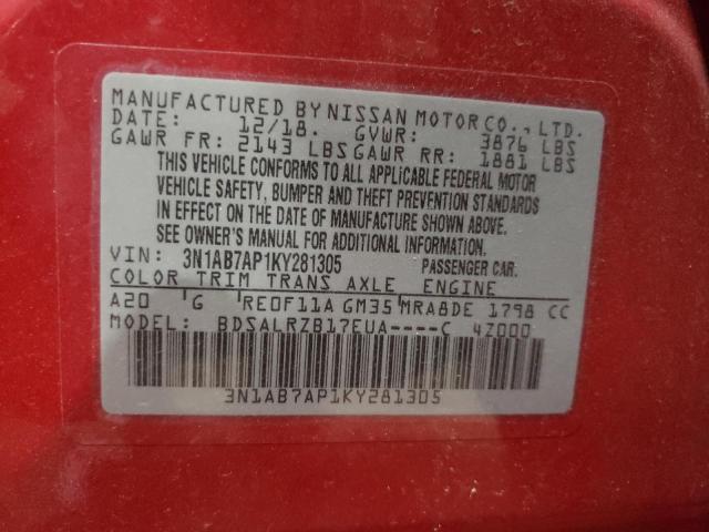 3N1AB7AP1KY281305 Nissan SENTRA S
