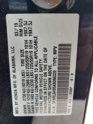 5FNRL6H95KB086320 Honda Odyssey Elite
