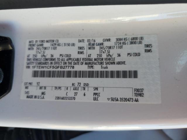 1FTEW1CF5GFB27778 Ford F150 Supercrew