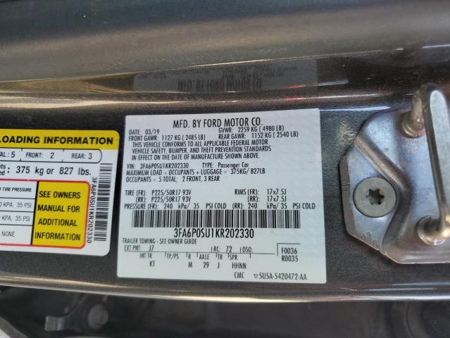 3FA6P0SU1KR202330 Ford FUSION TIT