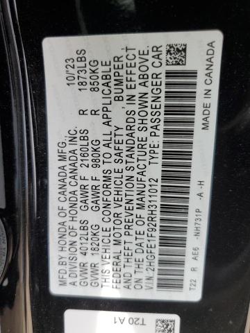 2HGFE1F92RH311012 Honda CIVIC TOUR