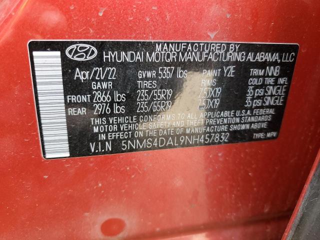 5NMS4DAL9NH457832 Hyundai Santa Fe Limited